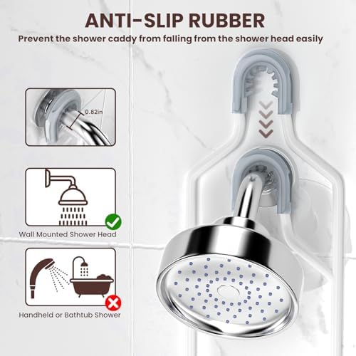 Rustproof Shower Caddy Hanging with Soap Holders for Bathroom, White - Image 5