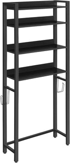 MAHANCRIS Over The Toilet Storage Rack, 4 Tier Bathroom Organizer Over Toilet, Freestanding Space Saver Toilet Stand with 2 Hooks, Bathroom Storage Shelf, Easy to Assemble, Black TSHB0401 - Image 9