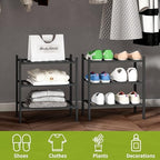 BMOSU 3-Tier Bamboo Small Shoe Rack Premium Stackable Shoe Shelf Storage Organizer for Hallway Closet Living Room Entryway Organizer (Black Bamboo) - Image 6