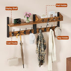 31.5" Coat and Key Rack Wall Mount with Shelf, Rustic Brown, HWS007H-2 - Image 4