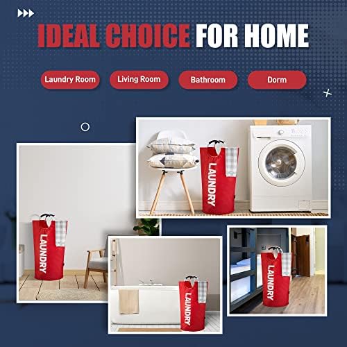Caroeas 100L Laundry Basket,Large Laundry Hamper, Laundry Bag with Padded Handles, Clothes Hamper Stands Up Well, Collapsible Free Standing Easy Storage Washing Bin (Red,100L) - Image 5