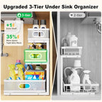 3 Tier White Under Sink Organizer,Kitchen Cabinet Storage Organizer(2 pack) - Image 3