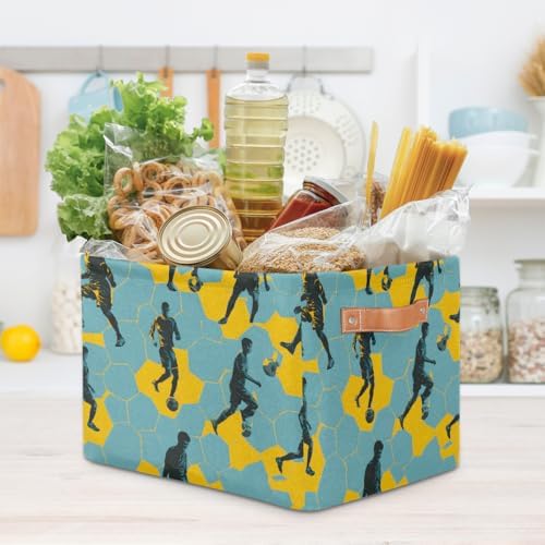 Soccer Blue Storage Basket Toy Storage Bins Collapsible Cube Organizer - Image 7
