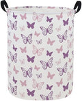 ESSME Butterfly Laundry Basket,Hamper Collapsible Canvas Waterproof Storage Bin,Gift Baskets,(Purple Butterfly) by ESSME
