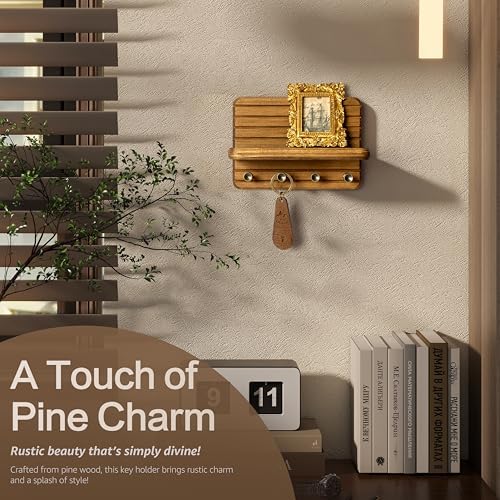 Rebee Vision Small Key Holder Wall Mount with 4 Hooks for Entryway, Yellow - Image 6