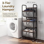 GRANNY SAYS 3 Tiered Laundry Sorter, Narrow Hamper Cart with Wheels - Image 2