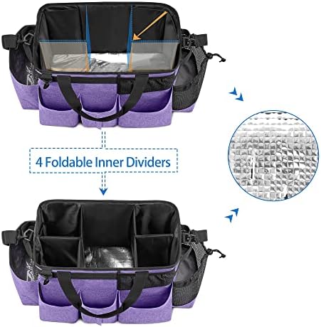 LoDrid Wearable Cleaning Caddy Bag with 4 Foldable Dividers, Purple - Image 2