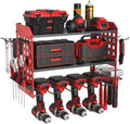 SUNALLY Power Tool Organizer, Wall Mount Garage Tools Storage Rack, Red by SUNALLY