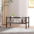 ROMGUAR CRAFT 2 Tier Bamboo Shoe Rack for Closet Free Standing Wood Shoe Shelf for Entryway Small Space Stackable 27"x11"x13" (Brown) - Image 2