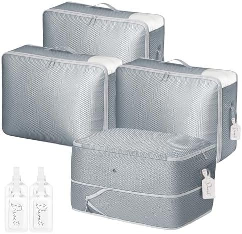 DIMJ Comforter Storage Bag - Large Capacity Ultra Space Saving Self Compression Organize for Duvet, Pillow, Bedding, Blanket Storage Organizer Nylon Compression Bags, Sheet Storage with Zipper, 4 Pack by DiMJ