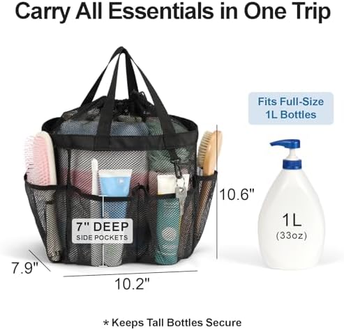 Mesh Shower Caddy Portable with Drawstring - 2-Handle Shower Bag for Dorm - Image 2