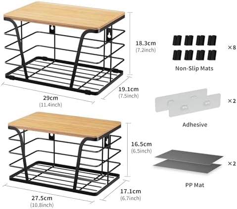 2 Pack Potato and Onion Storage Bins, Stackable Kitchen and Pantry Organizer with Bamboo Top & Lightweight PP Mat, for Vegetables, Fruit, Onion, Potato, Garlic - Pantry, Kitchen Storage Bins (Black) - Image 2