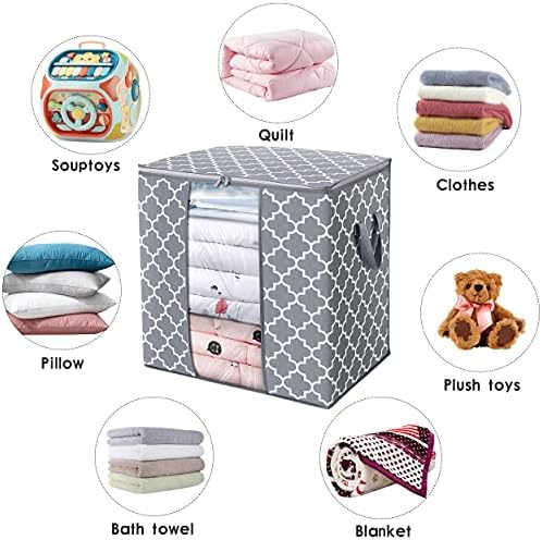 Storage Bags 8 Pack 100L Clothes Organization and Storage Containers | Large Blanket for Comforters,Bedding, Foldable Organizer with Reinforced Handle, Clear Window, Sturdy Zippers, Light Grey - Image 5