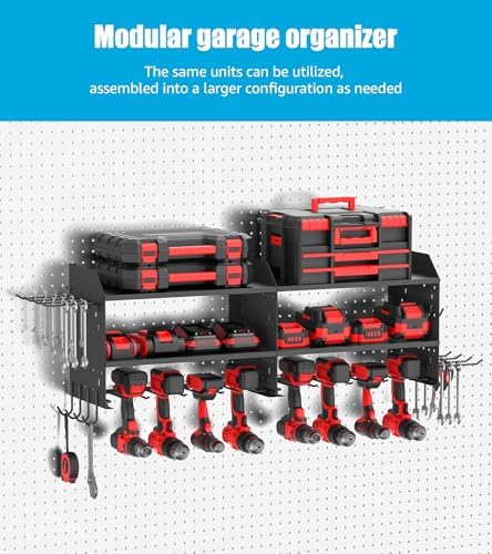 CCCEI Pack of 2 Modular Power Tools Organizer, Drills and Battery Storage Wall Mount, Garage Shop Organization, Anniversary, Birthday, Gifts for Men, Father, Black. - Image 2