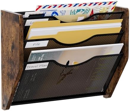 Hanging Wall Files Organizer, 3 Tier Mail Organizer Wall Mounted,Hanging File Holder,Magazine Rack for Documents,Magazine,Literature,File,Mails,Envelopes by PAG-Mass