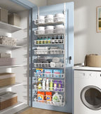 Mefirt Over The Door Pantry Organizer, Wall Mount Spice Rack 8-Tier White - Image 4