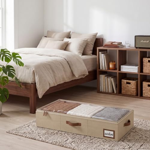 StorageWorks 6 Inch Low Profile Under Bed Storage Containers with Clear Lid | Reinforced Structure, Resists Sagging, Handles & Label Holder, Foldable Stackable Closet Storage for Clothes, Blankets, Toys - Image 5