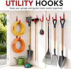 6 Pack Metal Garage Hooks, Heavy Duty Hose Hanger Wall Mounted Utility Storage Hooks for Outside Yard, Sturdy Hose Reel for Water Hose, Brooms, Ladders, Garage Storage - Image 5