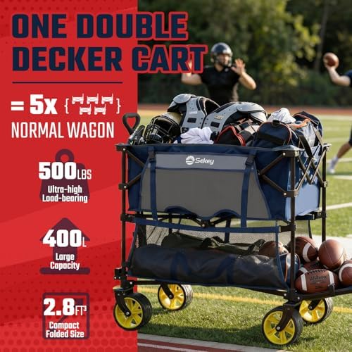 Sekey 400L Double-Decker Wagon, 500 lb Capacity, 50 in Extender - Image 2