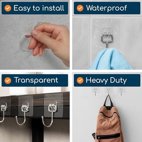 Adhesive Large Wall Hooks for Hanging Heavy Duty No Drill, 22 lbs, 18 pcs - Image 5