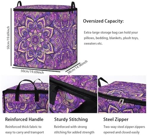 2pcs closet organizers and storage under bed,clothing blanket sweater sheet bedding comforter duvet quilt pillow toy storage bags with lids,dorm room essentials for containers 95L - Image 3