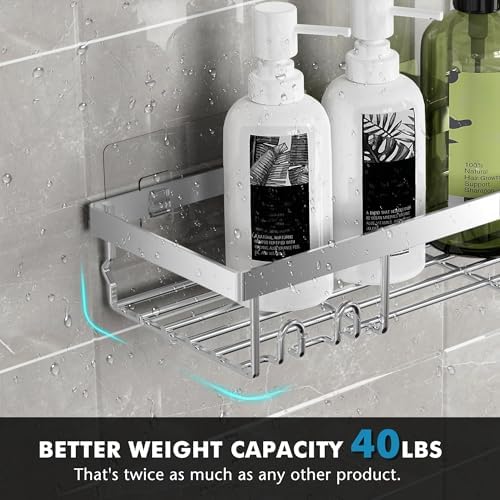Moforoco Adhesive Shower Caddy Organizer Shelves Rack - 5 Pack Corner Bathroom Storage Organization, Home & Kitchen Decor Inside RV Accessories, Hanging First Apartment Household Camper Essentials - Image 3