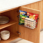 3 Set LeleCAT Adhesive Over the Cabinet Door Wire Baskets for Organizing for Kitchen Food Pantry Bathroom Shelf Storage No Drilling Wall Mounted,Black - Image 4