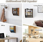 Wall File Organizer,5 Tier Mesh Mail Organizer Wall Mounted,Hanging File Holder,Magazine Rack for Documents,Magazine,Literature,File,Mails,Envelopes - Image 4