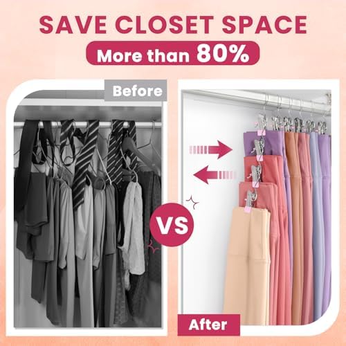 30 Pack Pants Hangers with Clips,Legging & Jean Hangers for Closet Hanging - Image 3