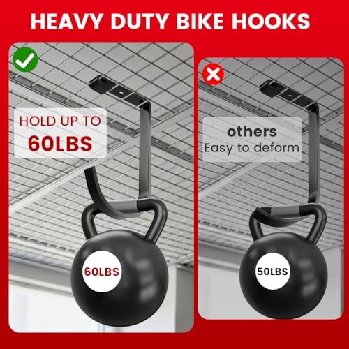 Bike Hooks for Garage Ceiling Mount Rack, Add on Storage Flat Hook, 8 Pack - Image 2