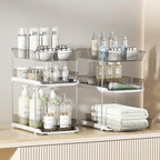 Delamu 2 Pack 3-Tier Bathroom Under Sink Organizers and Storage, Multi-Purpose Stackable Pantry Organization and Storage, Pull Out Clear Kitchen Bathroom Cabinet Organizer with Movable Dividers, Grey - Image 5