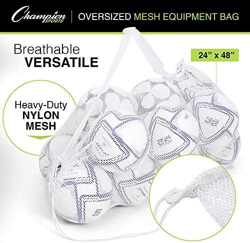 Champion Sports Mesh Equipment Bag – Heavy-Duty Nylon Drawstring Bag with Lock & ID Tag, Breathable Storage Sack for Balls, Swim Gear, Laundry & Toys, Multiple Sizes & Colors - Image 4