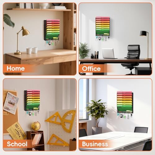 8-Tier Wall File Organizer with Hook, Hanging File Organizer Black - Image 6