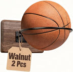 Basketball Holder Wall Mount, Solid Wood Ball Holder for Storage Soccer Volleyball Football Autograph Ball Metal, Basketball Rack Display for Boys Sports Accessories Organizer & Wall Decor by Rovarahoom