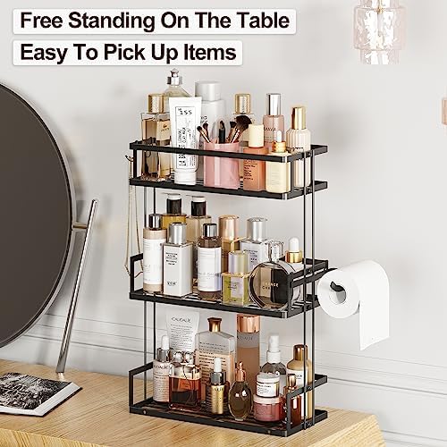 Godboat 3-Tier Over Toilet Storage Shelf, Wall-Mount with 2 Hook/Paper Rack - Image 5