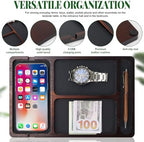 MultiBey Acacia Wood Valet Tray with Leather Inlay, Desk Organizer Tray - Image 5