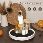 EOSAHR Non-Skid Lazy Susan Turntable, Wooden Rotating Tray for Table, White - Image 4