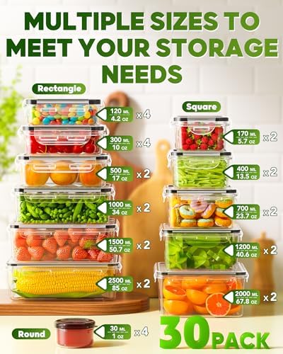 KEMETHY 60 PCS Food Storage Containers with Lids, Plastic Food Containers - Image 2