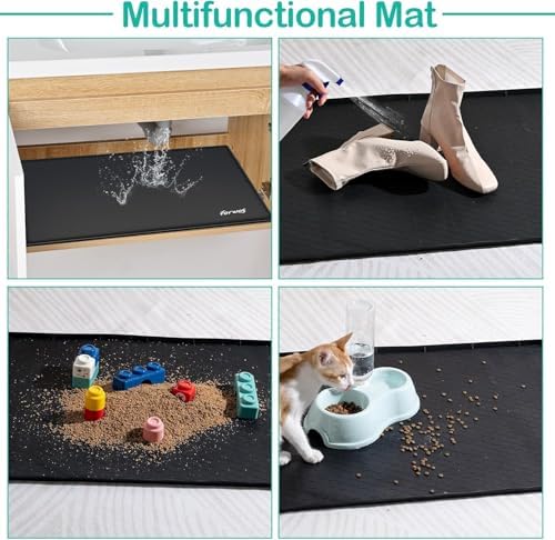 Silicone Under Sink Mat, 31"x22", Waterproof Cabinet Liner, Black - Image 5