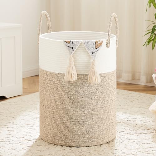 Artfeel Laundry Basket,Woven Cotton Rope Laundry Hamper,40L for Decorative Storage of Dirty Clothes,Toys and Blankets in Bathroom,Baby Room and Living Room by Artfeel