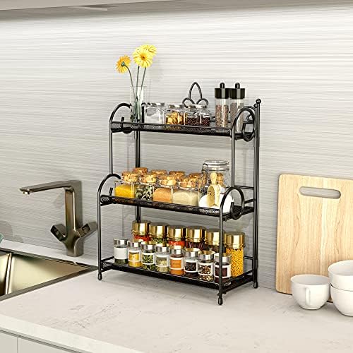 YIUKEA Bathroom Organizer Countertop - 3 Tier Spice Rack Organizer, Counter Organization and Storage for Bathroom, Kitchen, Bedroom, Offices, Foldable - Image 3