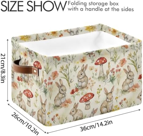 Easter Mushroom Bunny Rectangular Storage Basket Organizer Bin Shelf Baskets For Clothes Gifts For Home Office Dorm - Image 4