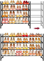 Tajsoon Expandable Shoe Rack for Closet 4 Tier, 28“-41“Stackable, Black by Tajsoon