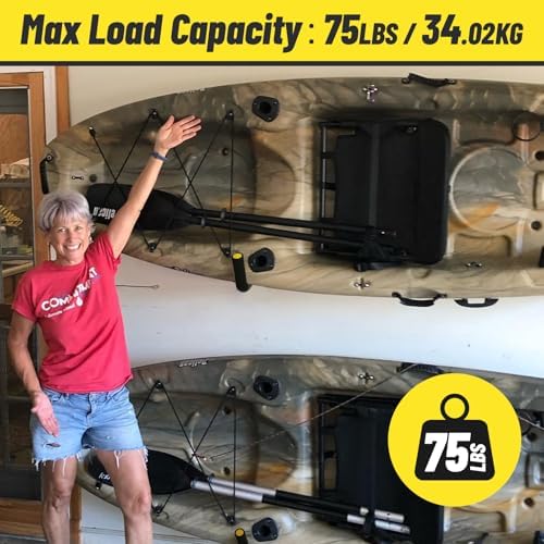 GEEDAR Heavy Duty Garage Storage Hooks -75 LB Capacity, 6packs, 9.8" Wall Mounted Rack for Hanging Paddle Board, Ladders, Bikes Enforced Kayak Storage Hanger - Image 4