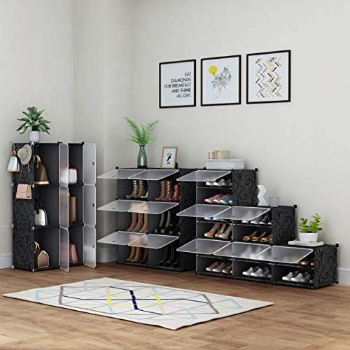 HOMIDEC Shoe Rack Organizer 16 Pair Modular Shoe Storage Cabinet for Closet | PP Plastic, Sturdy Steel Frame, Waterproof, Dustproof, Easy Clean, Shoe Shelves for Closet Garage Hallway Bedroom Entryway - Image 7