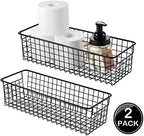 Sheechung Farmhouse Decor Metal Wire Storage Organizer Bin Basket(2 Pack) - Rustic Toilet Paper Holder - Storage Organizer for Bathroom, kitchen cabinets,Pantry, Laundry Room, Closets, Garage (Black) - Image 2