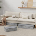Underbed Fabric Storage Box with Lids,23.6x11.8x5.9in,Grey,3 Pack - Image 2
