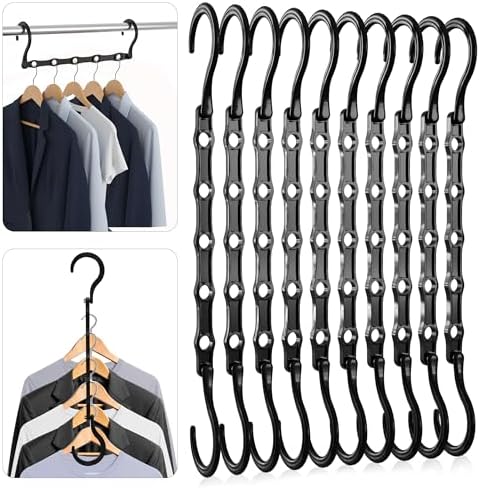 Utopia Home Space Saving Hangers 10 Pack – Magic Hanger Collapsible Black | ABS plastic | Closet organizer | Storage saving hanger I Dorm & small space friendly | Compact storage by UTOPIAHOME