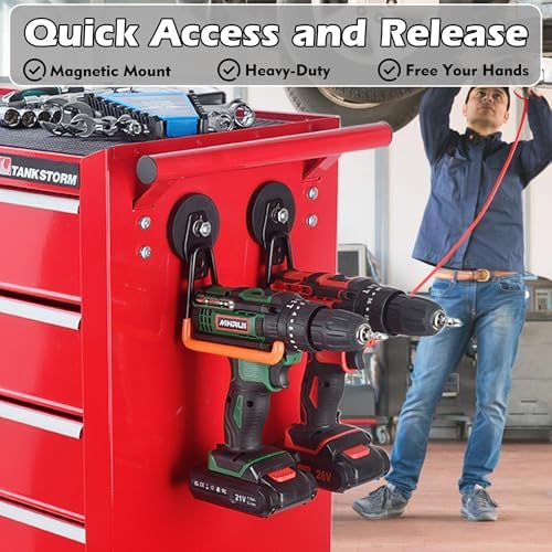 MUTUACTOR Magnetic Hooks Heavy Duty,2PCS Strong Magnetic Garage Hooks for Cruise Cabins,Anti-Scratch Magnet with Long Hooks for Power Drill,Garden Tools,Hose,Tool Chest,Steel Pegboard,Workshop - Image 5