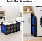 Collapsible Storage Crates 3 Pack, Stackable Foldable Storage Bins for Garage, Car Trunk, Warehouse & Home Organization, Heavy Duty Plastic Utility Crates, 49L, Blue - Image 2